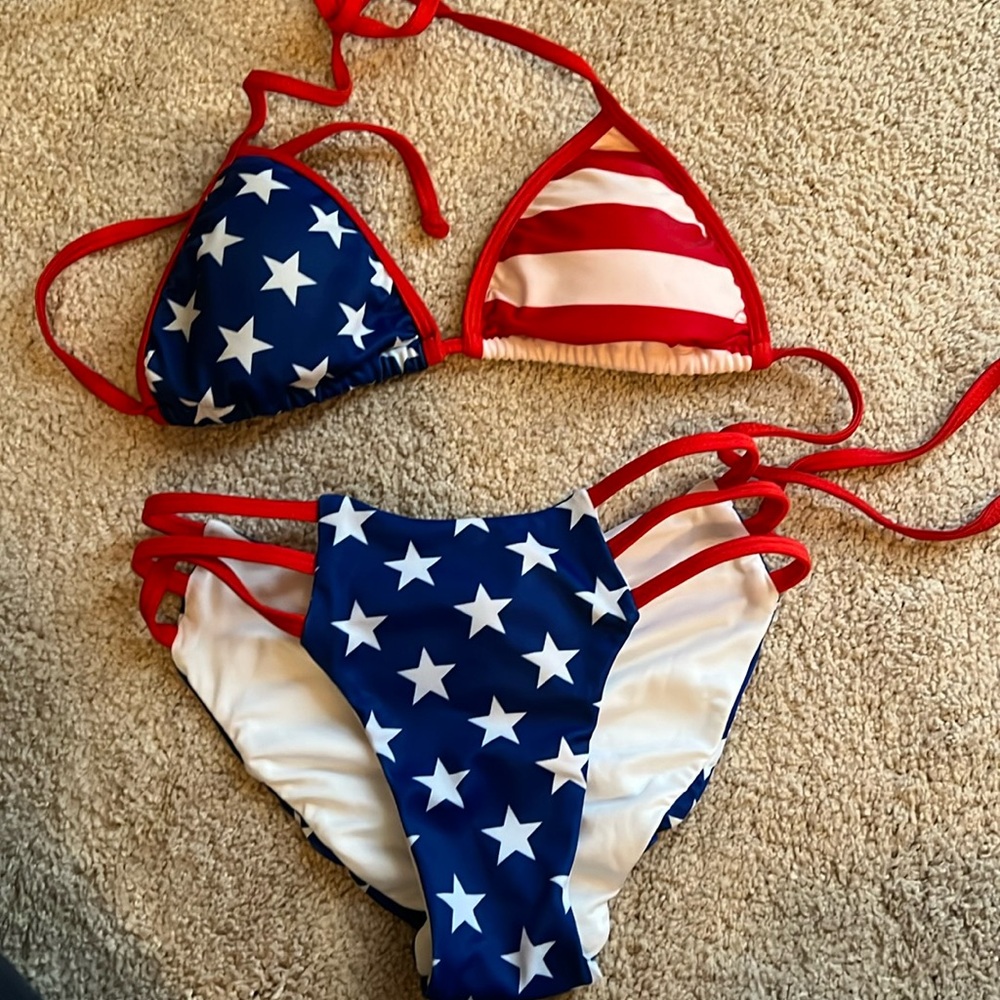 Red white and blue swim